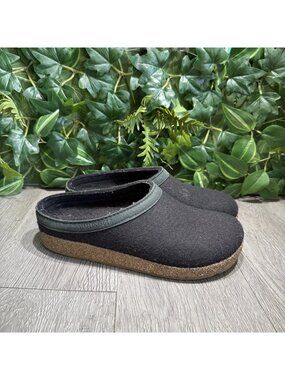 Haflinger Gz Classic Grizzly Slipper Clogs Wool Med Black Women's Size 40 US 9